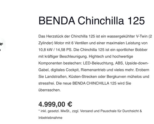 Benda chinchilla 125ccm - chinchilla,